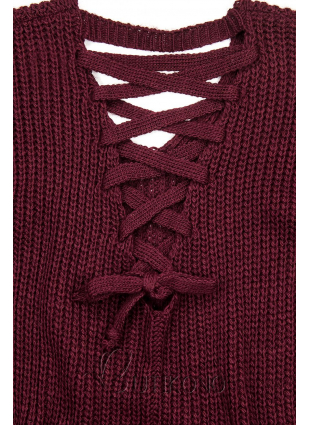 Bordový sveter so šnurovačkou