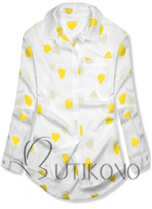 Bielo-žltá košeľa so srdiečkami