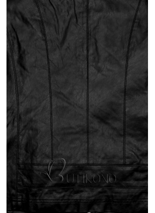 Čierna koženková bunda s vreckami