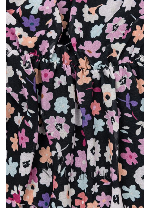 Čierno-fialové kvetinové šaty