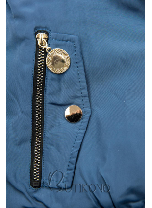 Jeans modrá zimná obojstranná bomber bunda