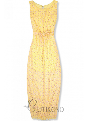 Žlté kvetinové maxi šaty