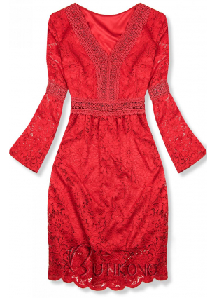 Červené elegantné čipkované šaty