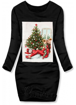 Čierne šaty s vianočným motívom