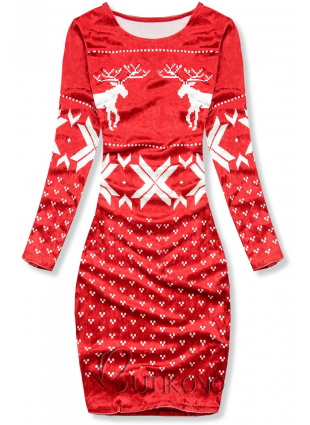 Červené zamatové vianočné šaty