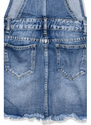 Modrá jeans sukňa na traky