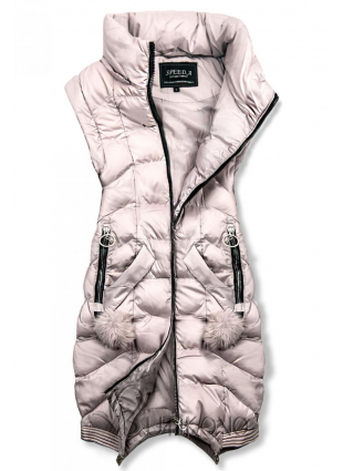 Ružová predĺžená zimná bunda/vesta