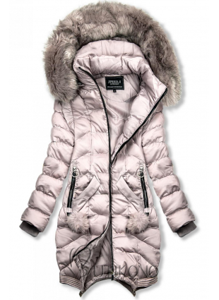 Ružová predĺžená zimná bunda/vesta