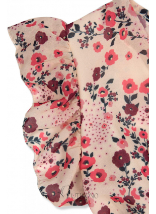Béžové šaty s kvetinovou potlačou