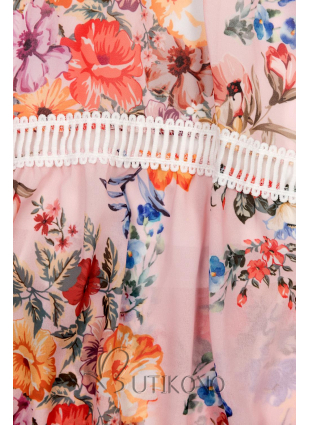 Ružové asymetrické kvetinové šaty
