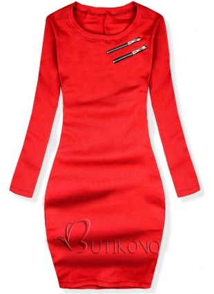 Červené šaty s ozdobnými zipsami
