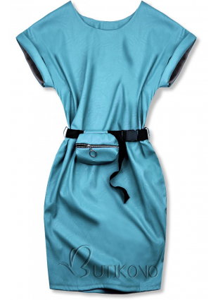 Modré koženkové šaty