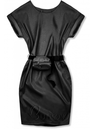 Čierne koženkové šaty