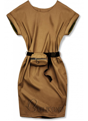 Hnedé koženkové šaty