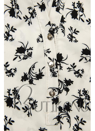 Bielo-čierna košeľa s kvetinovým vzorom