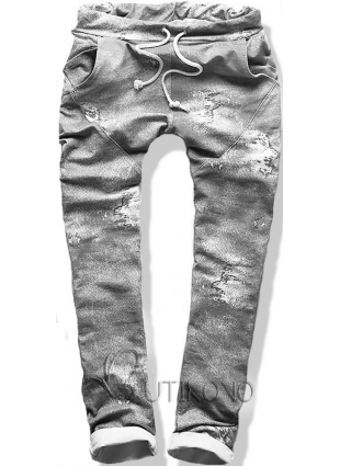 Nohavice Jeans potlač sivé SD65