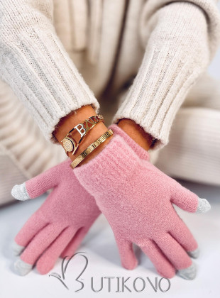 Dámske basic rukavice ružové