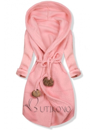 Ružový jarný kabát s kapucňou