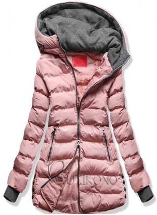 Ružovo-sivá zimná bunda