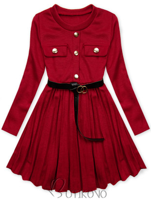 Červené dievčenské šaty s opaskom