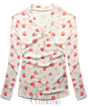 Tričko s potlačou srdiečok biela/ružová HEART3