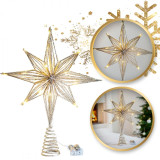 Zlatá LED ozdoba na stromček hviezda