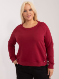 Bordová plus size mikina bez kapucne