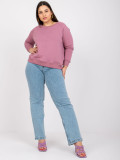 Ružová plus size mikina bez kapucne