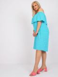 Bielo-modré pruhované plus-size šaty