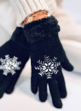 Čierne dámske rukavice SNOWFLAKE