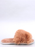 Camel hnedé kožušinové šľapky