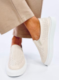 Perforované slip-on tenisky béžové