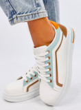 Biele tenisky s pruhom babyblue/hnedá