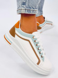 Biele tenisky s pruhom babyblue/hnedá