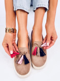 Hnedé slip-on espadrilky so strapcami