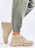 Dámske látkové slip-on tenisky béžové