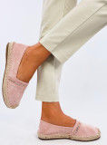 Svetloružové semišové espadrilky s kamienkami