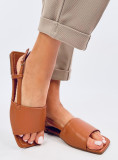 Camel hnedé sandále na plochej podrážke
