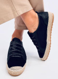 Čierne semišové espadrilky na šnurovanie