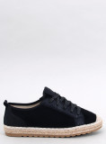 Čierne semišové espadrilky na šnurovanie