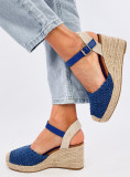 Sandále - espadrilky na klinovom podpätku modré