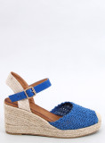 Sandále - espadrilky na klinovom podpätku modré
