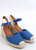 Sandále - espadrilky na klinovom podpätku modré