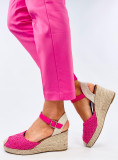 Sandále - espadrilky na klinovom podpätku ružové