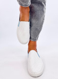 Perforované slip-on tenisky biela/modrá