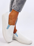 Perforované slip-on tenisky biela/modrá