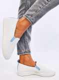 Perforované slip-on tenisky biela/modrá