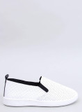 Perforované slip-on tenisky biela/čierna