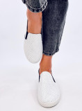 Perforované slip-on tenisky biela/čierna