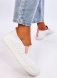 Perforované slip-on tenisky biela/ružová
